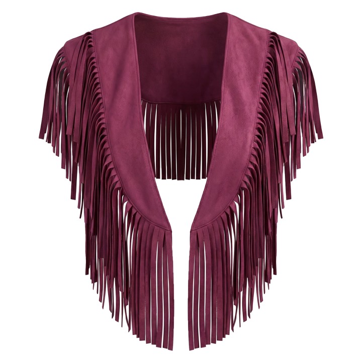 Womens Tassel Vest Jacket Open Front Stylish Solid Color Casual Sleeveless Tassel Co