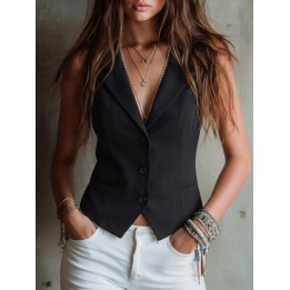 Womens Suit Vest Formal Waistcoat Slim Fit Sleeveless Blazer Jacket For Office Busin
