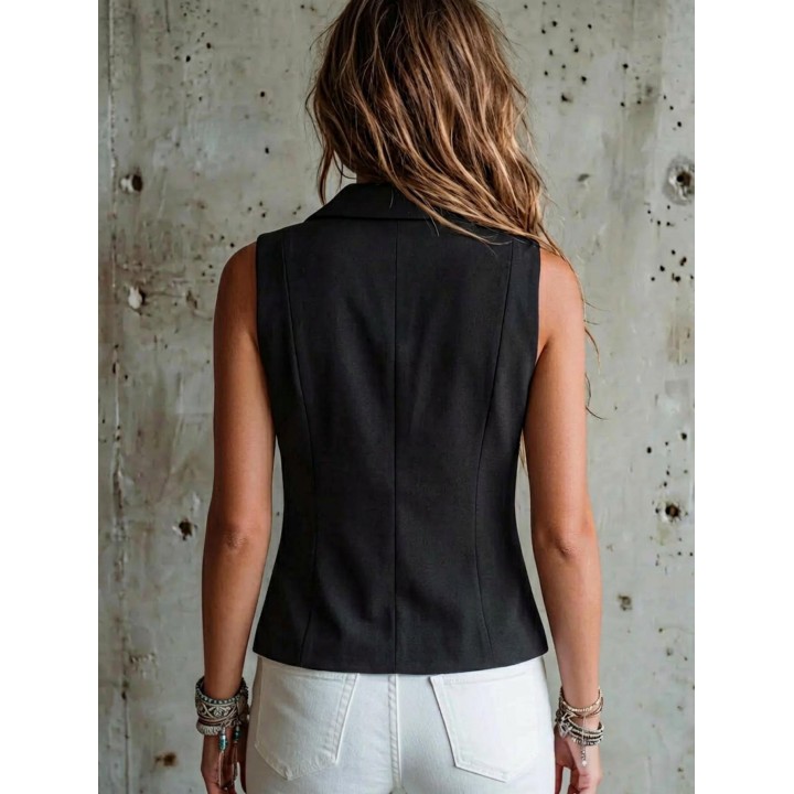 Womens Suit Vest Formal Waistcoat Slim Fit Sleeveless Blazer Jacket For Office Busin
