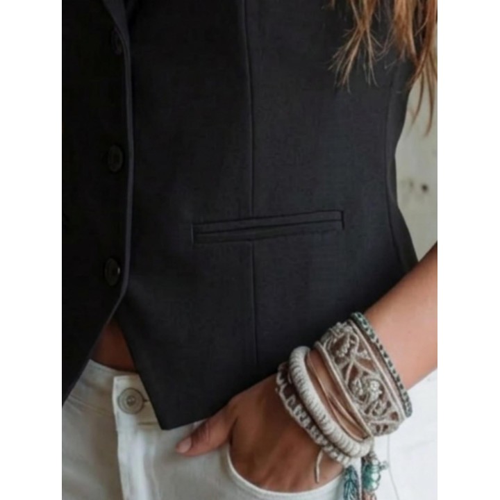 Womens Suit Vest Formal Waistcoat Slim Fit Sleeveless Blazer Jacket For Office Busin