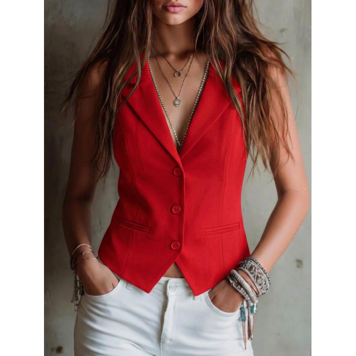 Womens Suit Vest Formal Waistcoat Slim Fit Sleeveless Blazer Jacket For Office Busin