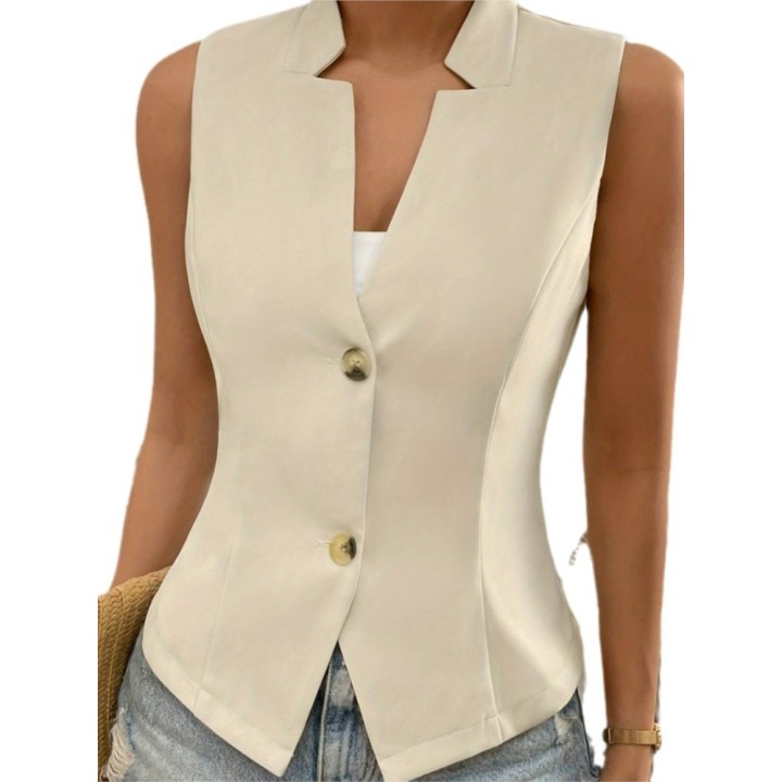 Womens Summer Solid Color Sleeveless Suit Vest Coat Top Fashion Temperament Lady Com