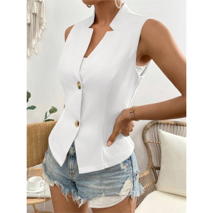 Womens Summer Solid Color Sleeveless Suit Vest Coat Top Fashion Temperament Lady Com