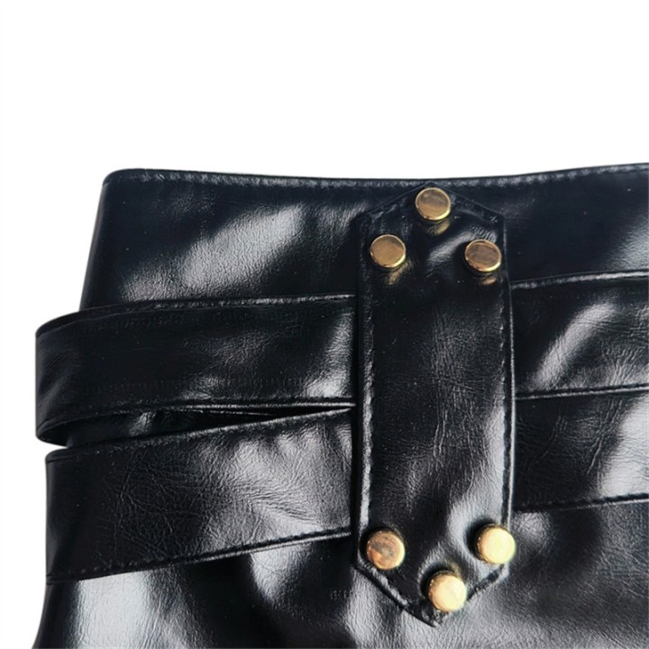 Women  Side Zipper Splicing Ultra Short Shorts Low Waist Leather Belt Mini Trousers F