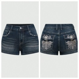 Summer   Low Waist Women Denim Short  Lady Y2k Elastic Slim Cotton Hot Jorts Female E