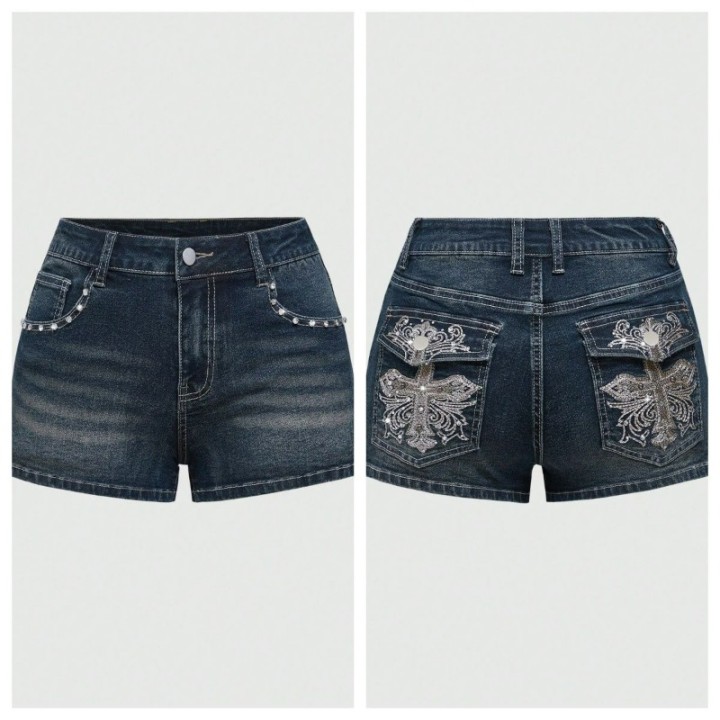 Summer   Low Waist Women Denim Short  Lady Y2k Elastic Slim Cotton Hot Jorts Female E