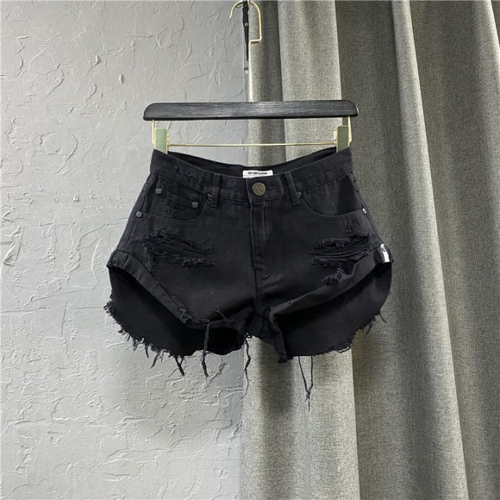  Lowwaisted Denim Shorts 2026 New Summer Hole A Wideleg Pants Ripped Jeans For Women