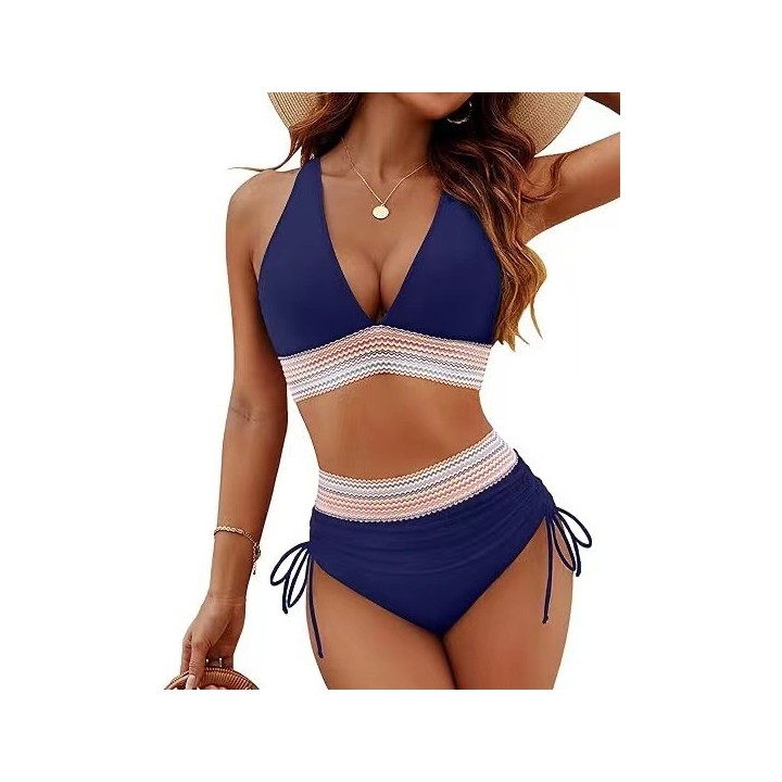 New 2026 Summer Beachwear Women Textured Bikini Set Wide Shoulder Belt Swimwear High 