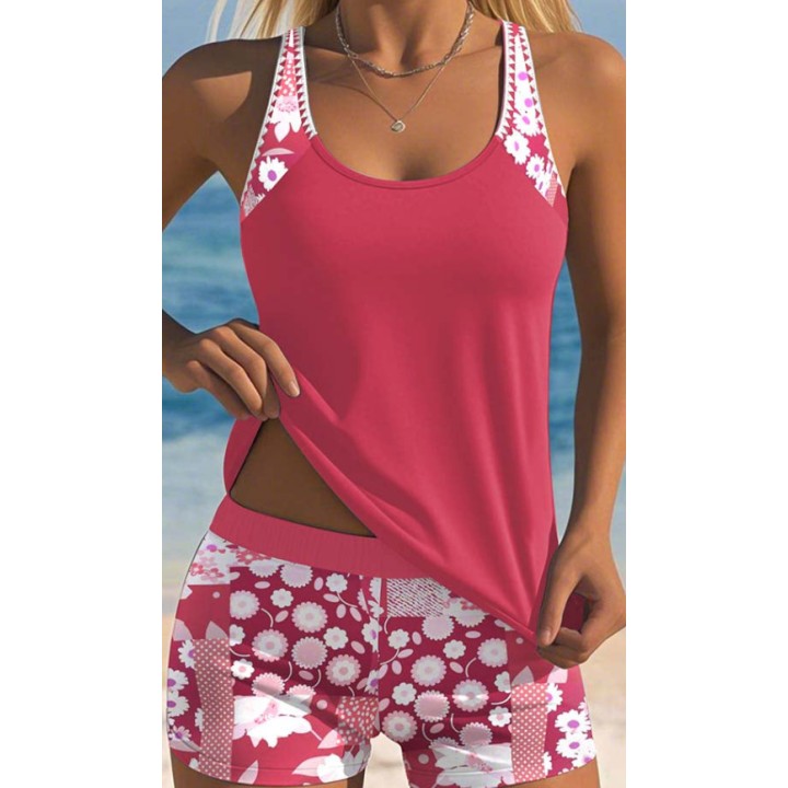 2026 New Plus Size Tankini Set High Waisted Quickdry Swim Shorts & Modest Tummy Contr