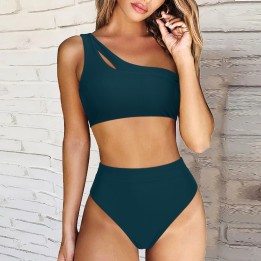 Women  2 Piece Bikini Sets Solid Color Padded High Waisted Bikini  Summer Beachwear S