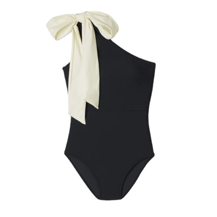 2023 Summer Trend Solid Color Hollow Backless Onepiece Bikini Shoulder Bow Swimsuit W